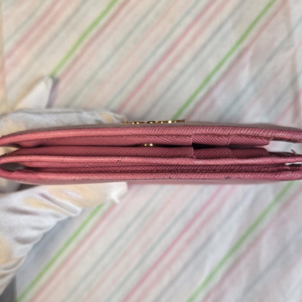Prada Wallet (w COA Cards)  Saffiano Pink Leather Wallet - Picture 11 of 12